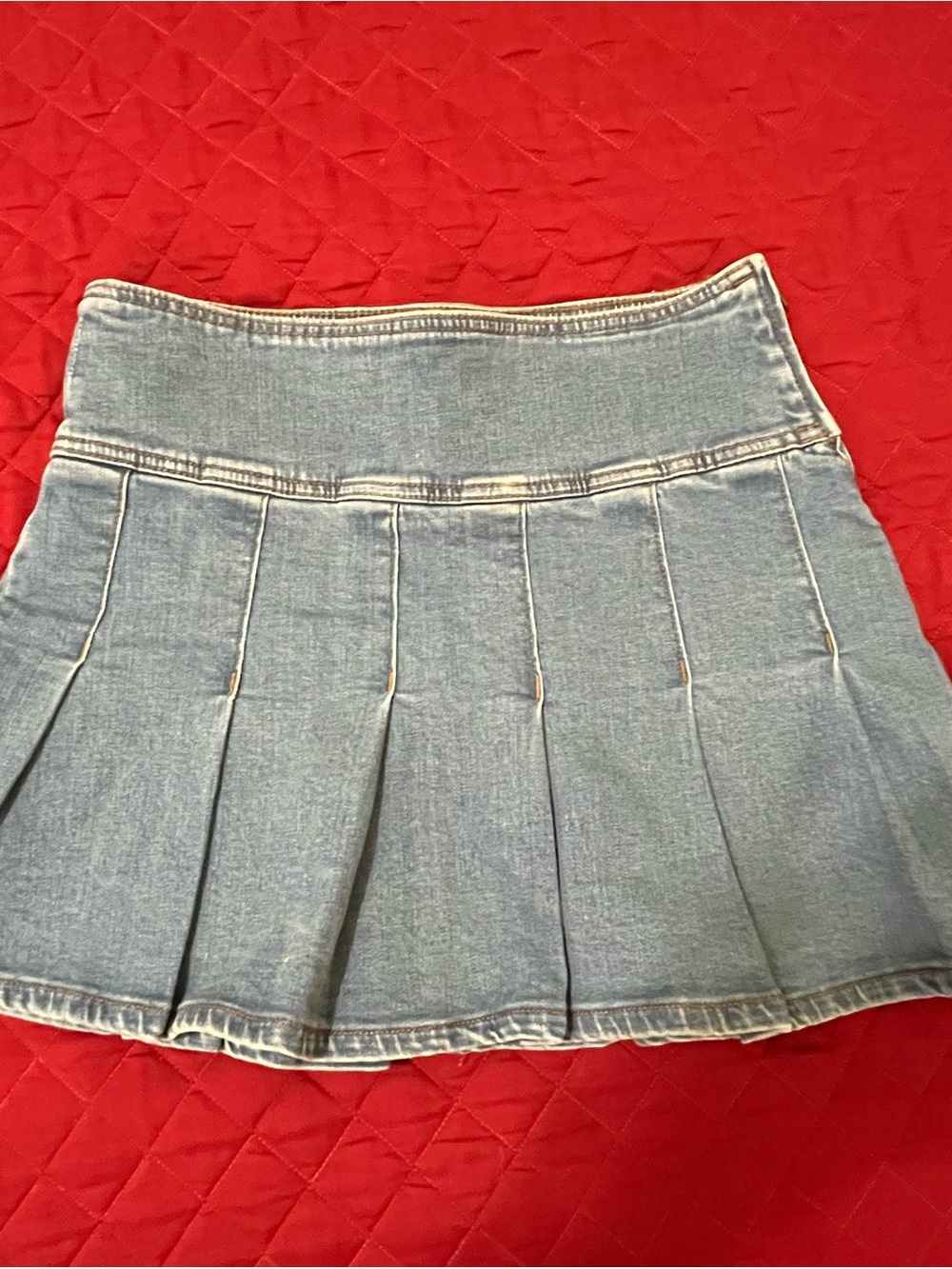 Aeropostale Light Blue Denim Pleated Mini Skirt